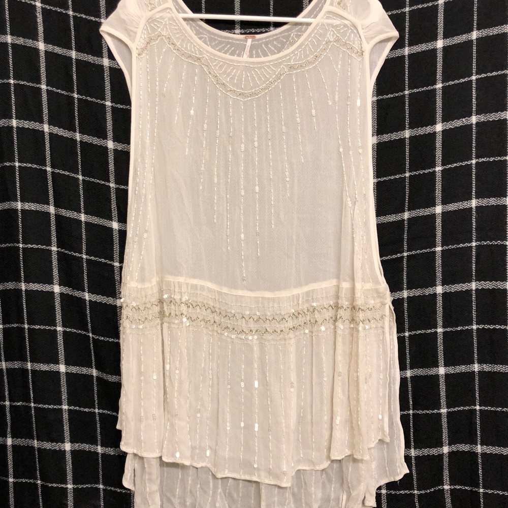 White Free People Small Sequin Tunic Overlay💗
